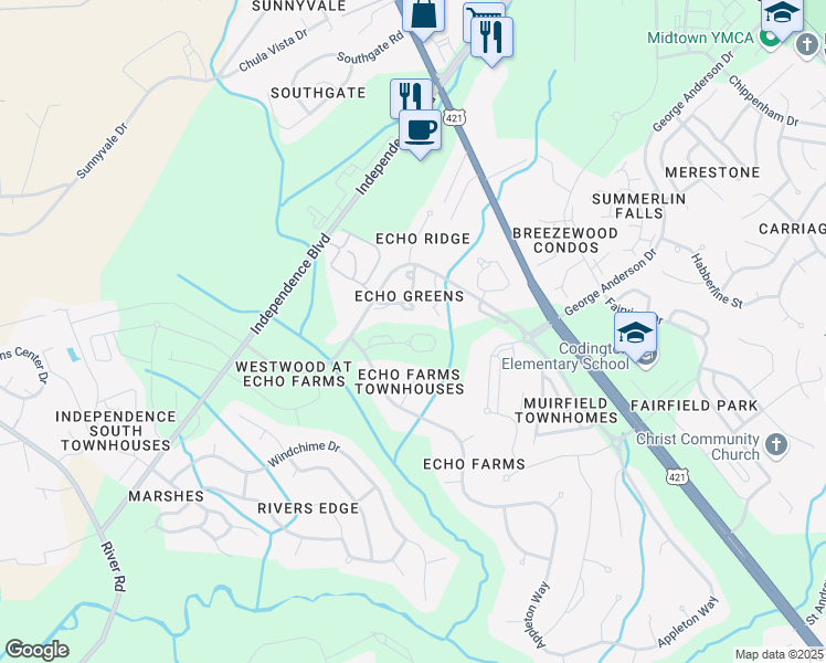 map of restaurants, bars, coffee shops, grocery stores, and more near 311 St Anne's Moor in Wilmington