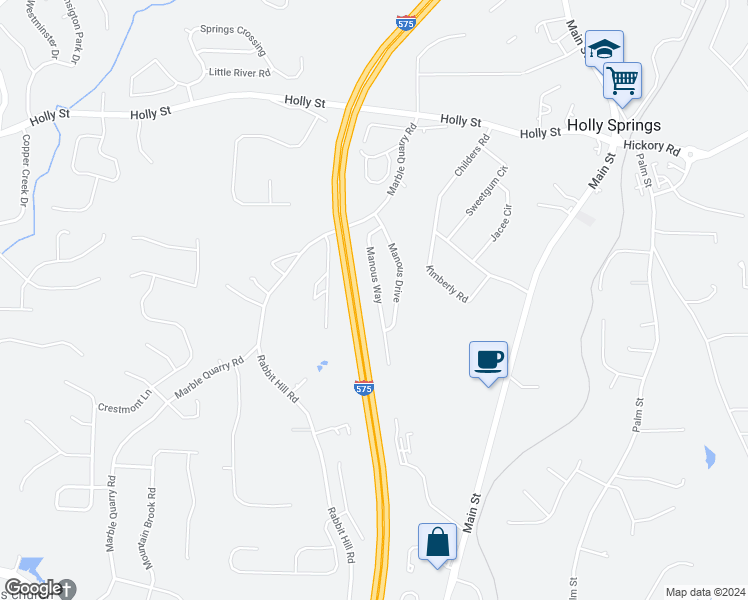 map of restaurants, bars, coffee shops, grocery stores, and more near 232 Manous Way in Canton