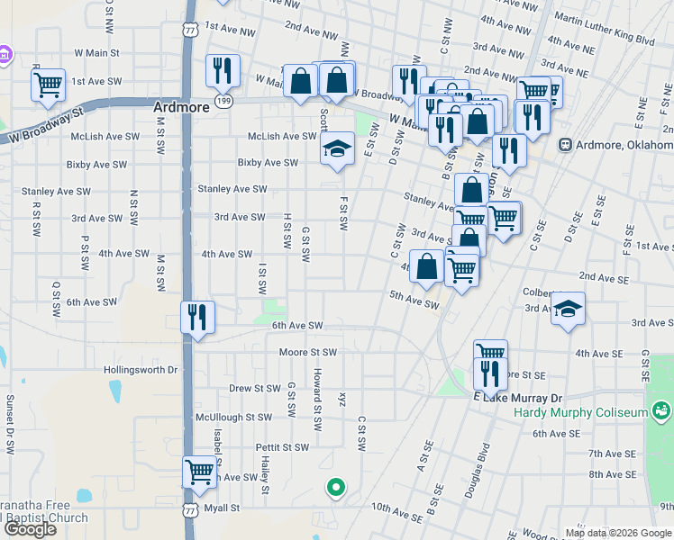 map of restaurants, bars, coffee shops, grocery stores, and more near in Pooleville