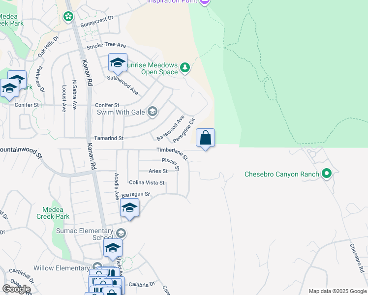 map of restaurants, bars, coffee shops, grocery stores, and more near 28667 Acacia Glen Street in Agoura Hills