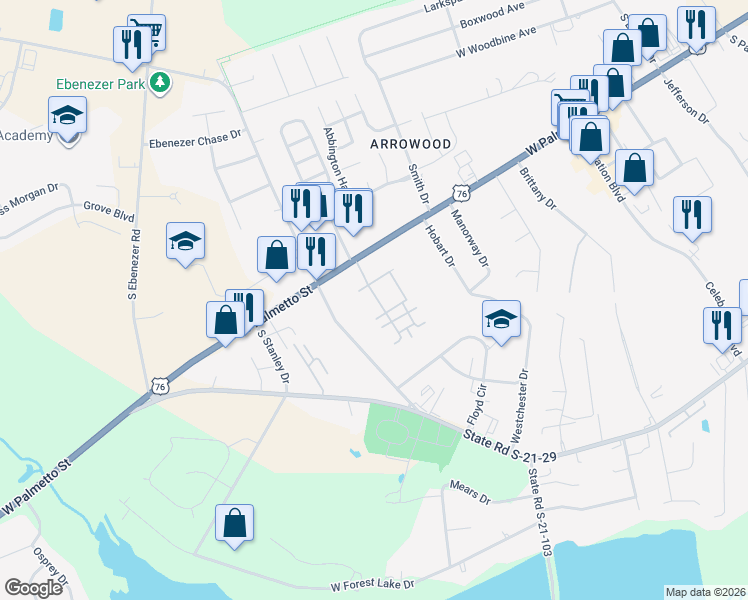 map of restaurants, bars, coffee shops, grocery stores, and more near 1221 Vía Ponticello in Florence