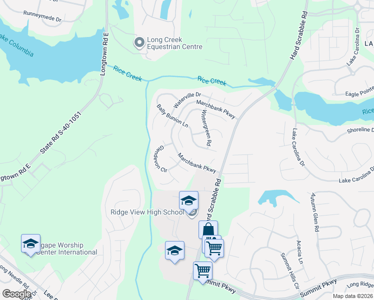 map of restaurants, bars, coffee shops, grocery stores, and more near 109 Algrave Way in Columbia