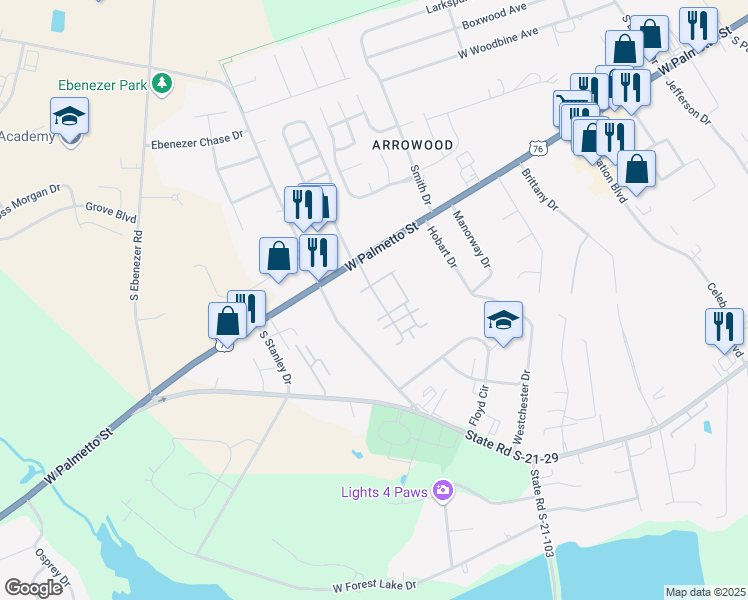 map of restaurants, bars, coffee shops, grocery stores, and more near 1221 Vía Ponticello in Florence