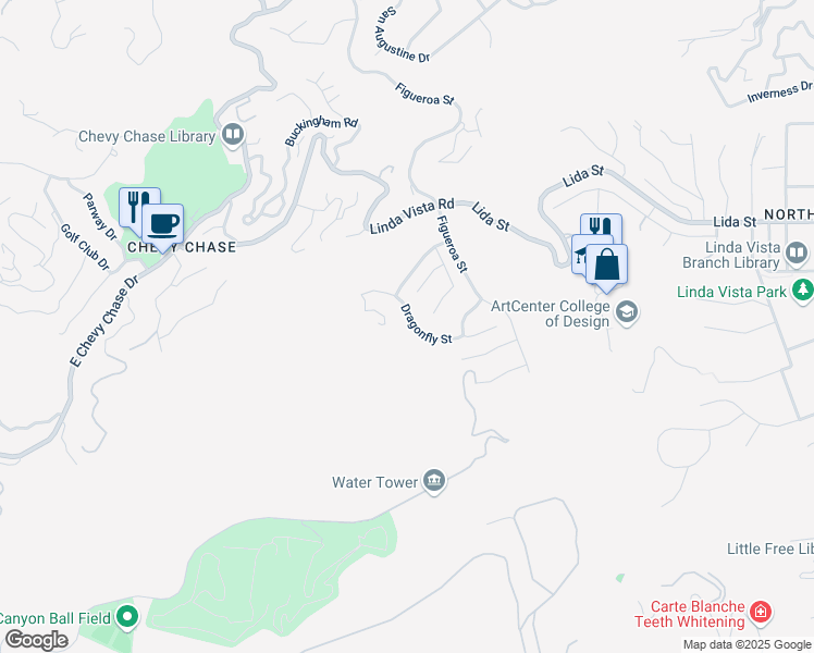 map of restaurants, bars, coffee shops, grocery stores, and more near 3153 Dragonfly Street in Glendale