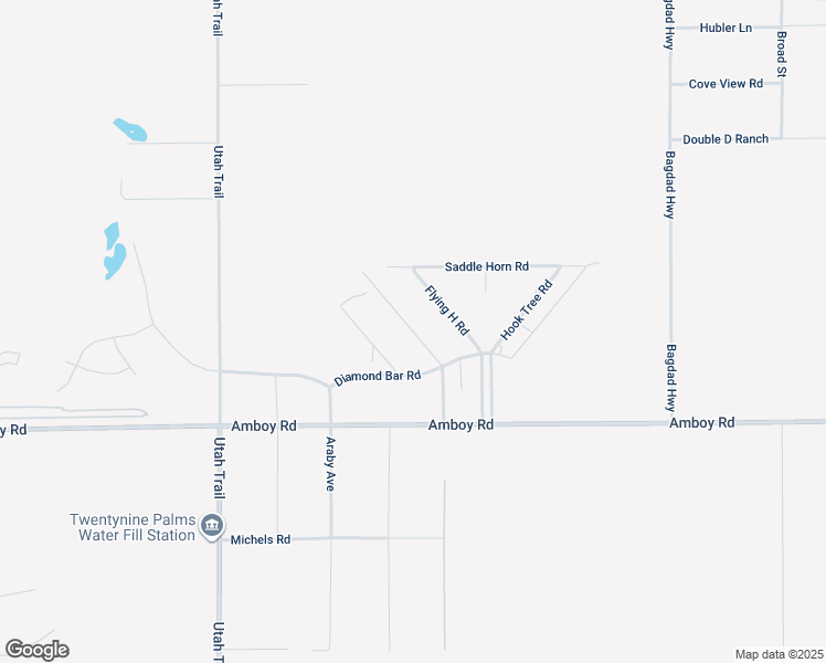 map of restaurants, bars, coffee shops, grocery stores, and more near Round Up Road in Twentynine Palms