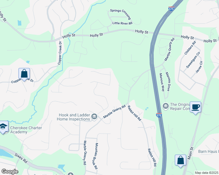 map of restaurants, bars, coffee shops, grocery stores, and more near 508 Crestmont Lane in Canton