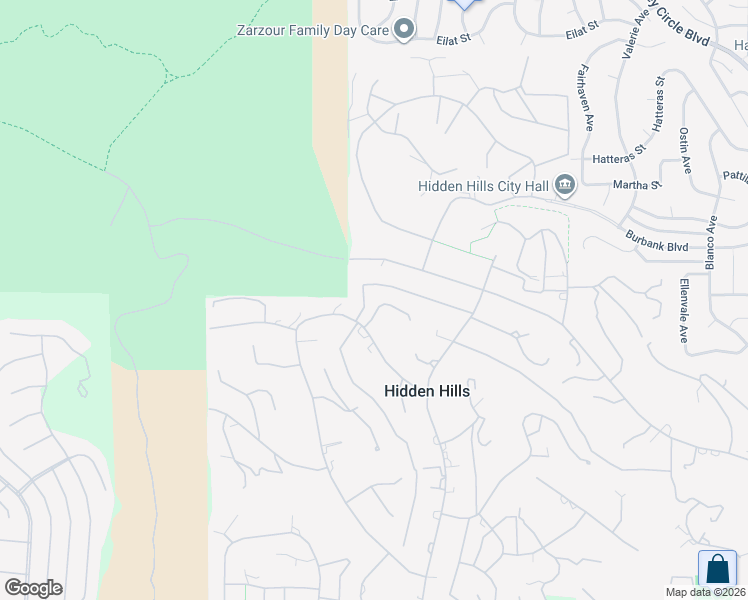 map of restaurants, bars, coffee shops, grocery stores, and more near 5841 Fitzpatrick Road in Hidden Hills