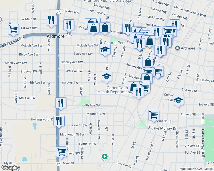 map of restaurants, bars, coffee shops, grocery stores, and more near in Pooleville