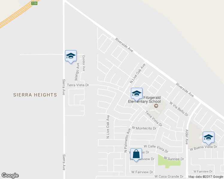 map of restaurants, bars, coffee shops, grocery stores, and more near 2772 West Rancho Vista Drive in Rialto
