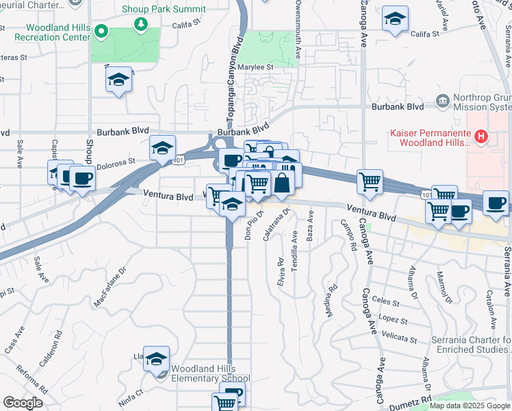 map of restaurants, bars, coffee shops, grocery stores, and more near in Los Angeles