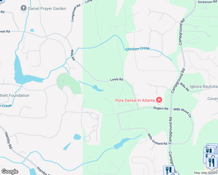 map of restaurants, bars, coffee shops, grocery stores, and more near 6301 Lively Road in Cumming
