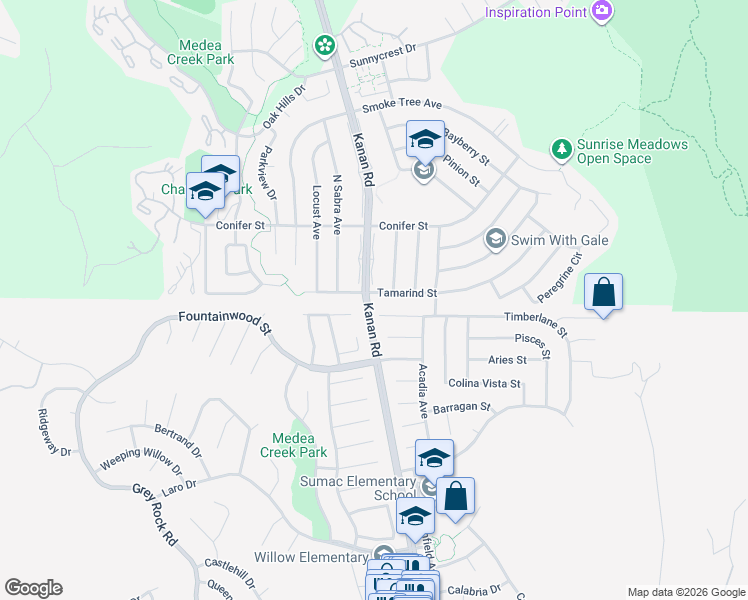 map of restaurants, bars, coffee shops, grocery stores, and more near 6304 Tamarind Street in Oak Park