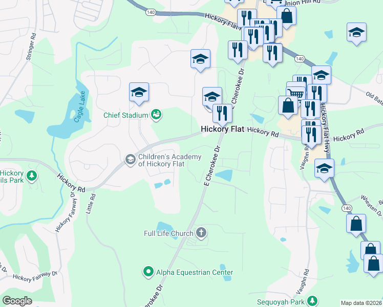 map of restaurants, bars, coffee shops, grocery stores, and more near 425 Timberleaf Road in Canton