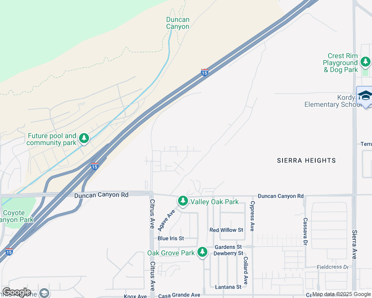 map of restaurants, bars, coffee shops, grocery stores, and more near 4701-4899 Citrus Avenue in Fontana