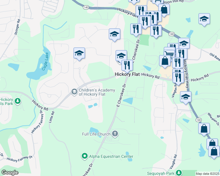 map of restaurants, bars, coffee shops, grocery stores, and more near 425 Timberleaf Road in Canton