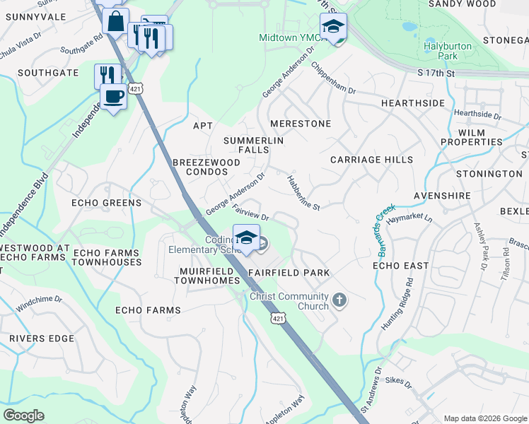 map of restaurants, bars, coffee shops, grocery stores, and more near 1046 Ryans Court in Wilmington