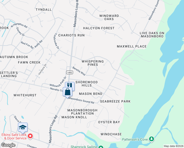 map of restaurants, bars, coffee shops, grocery stores, and more near 3708 Chukka Way in Wilmington