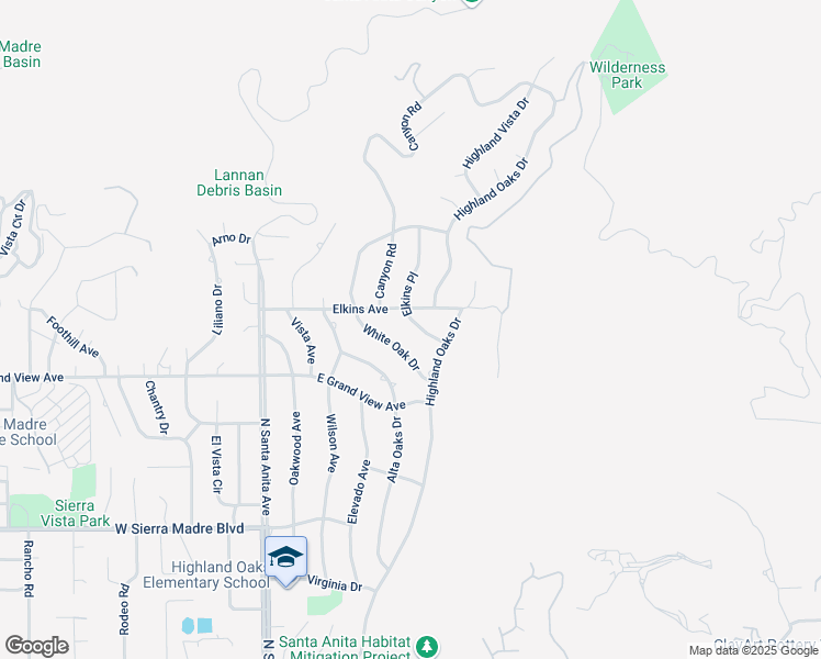 map of restaurants, bars, coffee shops, grocery stores, and more near 152 Elkins Place in Arcadia
