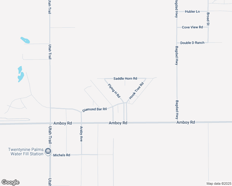 map of restaurants, bars, coffee shops, grocery stores, and more near Flying H Road in Twentynine Palms