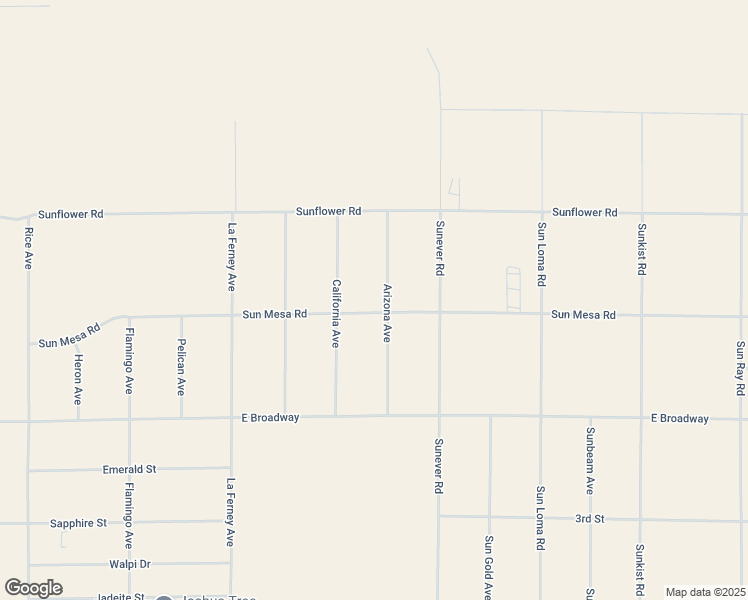 map of restaurants, bars, coffee shops, grocery stores, and more near 63974 Sun Mesa Road in Joshua Tree