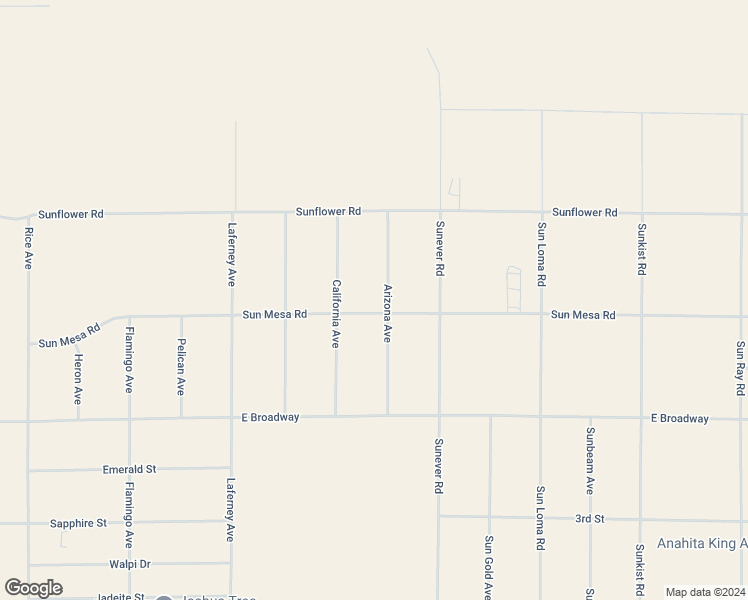map of restaurants, bars, coffee shops, grocery stores, and more near 63974 Sun Mesa Road in Joshua Tree
