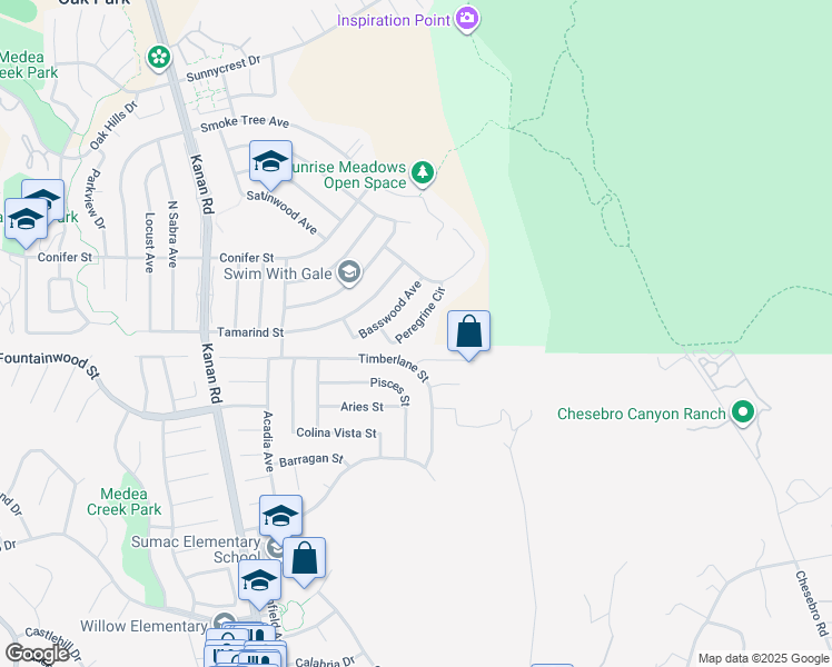 map of restaurants, bars, coffee shops, grocery stores, and more near 14 Peregrine Circle in Oak Park