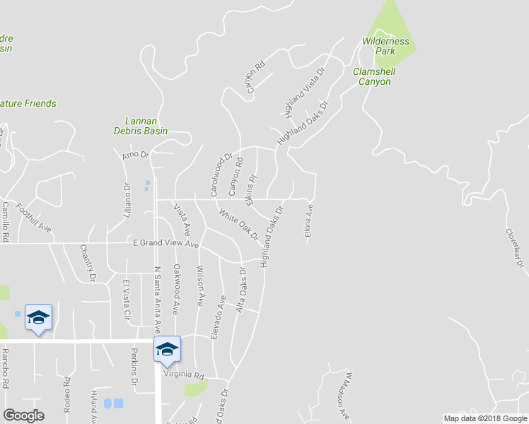 map of restaurants, bars, coffee shops, grocery stores, and more near 165 Elkins Place in Arcadia