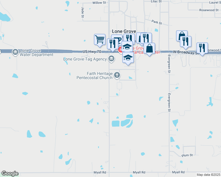 map of restaurants, bars, coffee shops, grocery stores, and more near 1812 Newport Road in Lone Grove