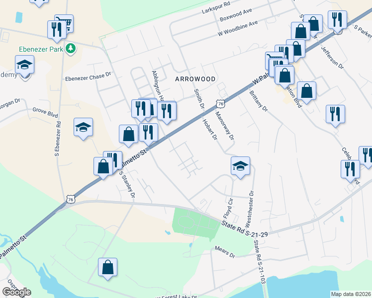 map of restaurants, bars, coffee shops, grocery stores, and more near 3032 Strada Amore in Florence