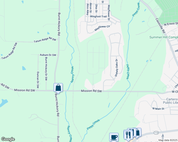 map of restaurants, bars, coffee shops, grocery stores, and more near 51 Jackson Farm RD SE in Cartersville