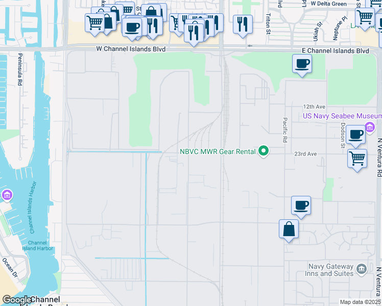 map of restaurants, bars, coffee shops, grocery stores, and more near 23rd Avenue in Port Hueneme