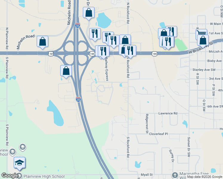 map of restaurants, bars, coffee shops, grocery stores, and more near 4 Overland Route in Ardmore