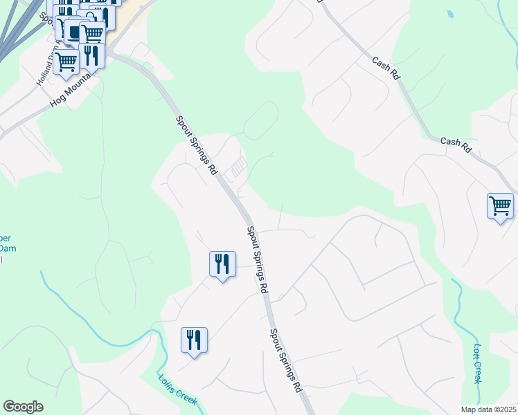 map of restaurants, bars, coffee shops, grocery stores, and more near in Flowery Branch