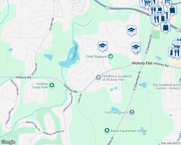 map of restaurants, bars, coffee shops, grocery stores, and more near 513 Edgewater Drive in Canton