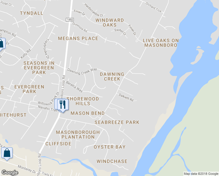 map of restaurants, bars, coffee shops, grocery stores, and more near 3720 Needle Sound Way in Wilmington