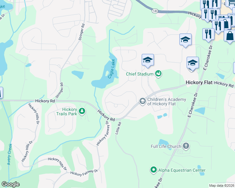 map of restaurants, bars, coffee shops, grocery stores, and more near 532 Edgewater Drive in Holly Springs