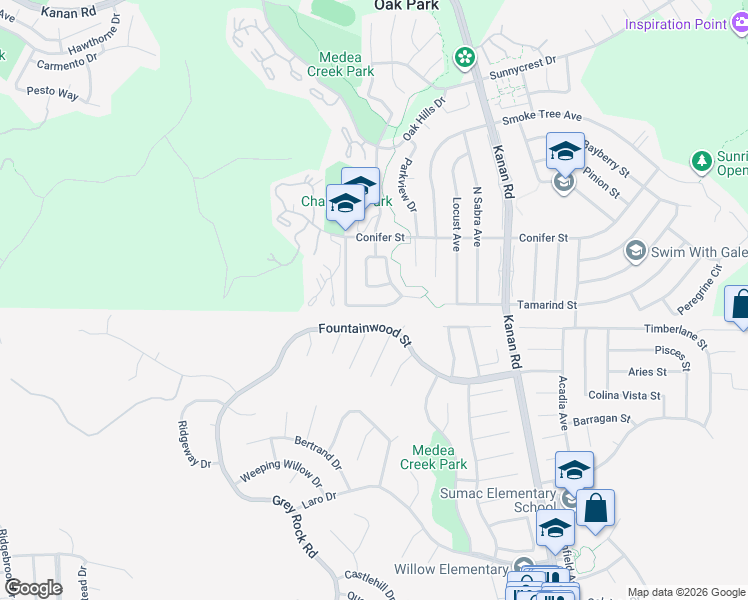 map of restaurants, bars, coffee shops, grocery stores, and more near 5873 Sunny Vista Avenue in Oak Park