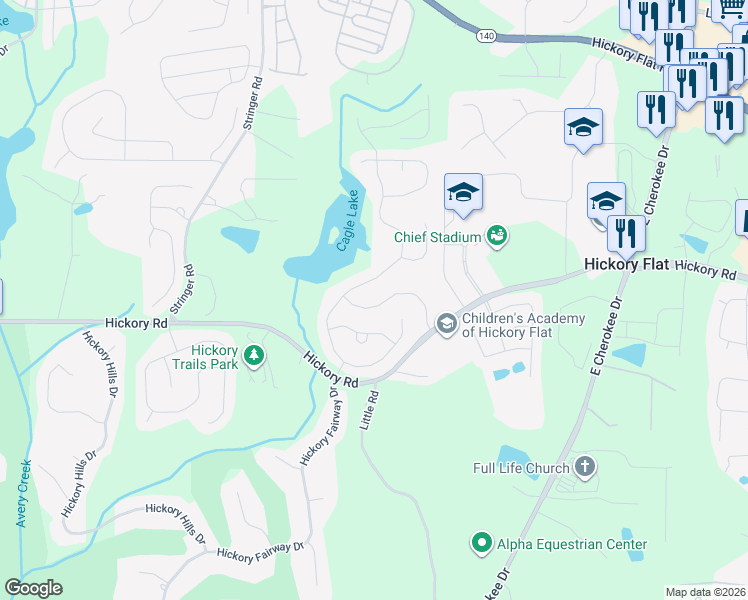 map of restaurants, bars, coffee shops, grocery stores, and more near 532 Edgewater Drive in Holly Springs