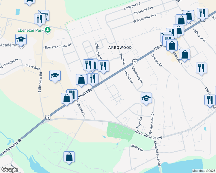 map of restaurants, bars, coffee shops, grocery stores, and more near 1221 Vía Ponticello in Florence