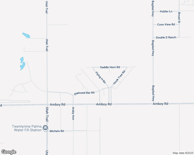 map of restaurants, bars, coffee shops, grocery stores, and more near Flying H Road in Twentynine Palms