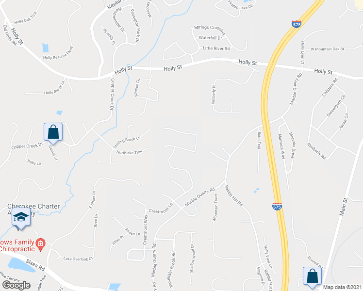 map of restaurants, bars, coffee shops, grocery stores, and more near 497 Crestmont Lane in Canton