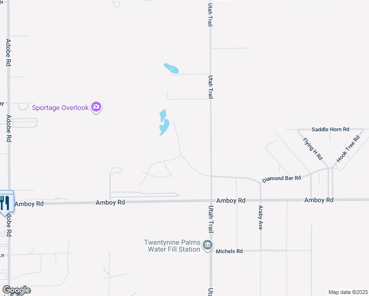 map of restaurants, bars, coffee shops, grocery stores, and more near 4693 Saddle Horn Road in Twentynine Palms