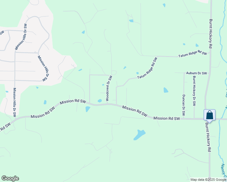 map of restaurants, bars, coffee shops, grocery stores, and more near 43 Hickory Hill Drive Southwest in Cartersville