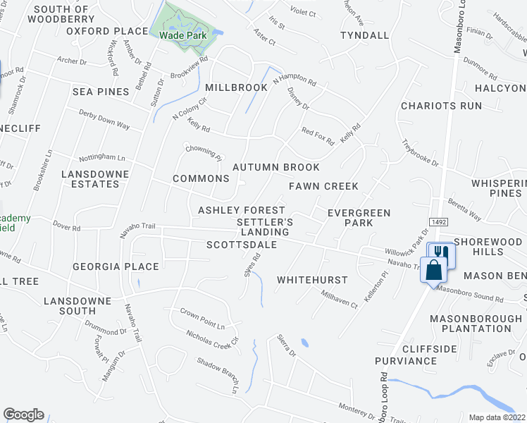 map of restaurants, bars, coffee shops, grocery stores, and more near 4314 Scotland Lane in Wilmington