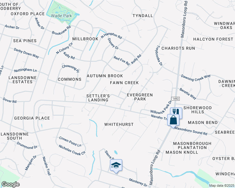 map of restaurants, bars, coffee shops, grocery stores, and more near 4014 Hounds Chase Drive in Wilmington