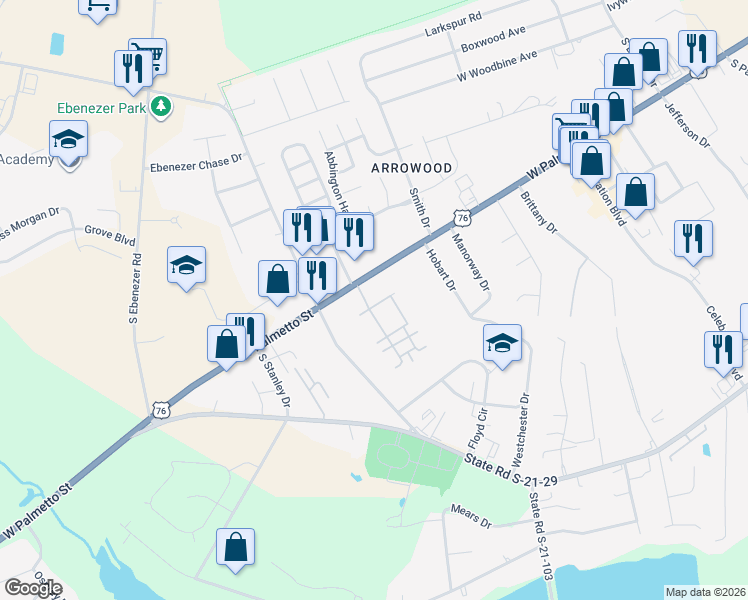 map of restaurants, bars, coffee shops, grocery stores, and more near 1221 Vía Ponticello in Florence