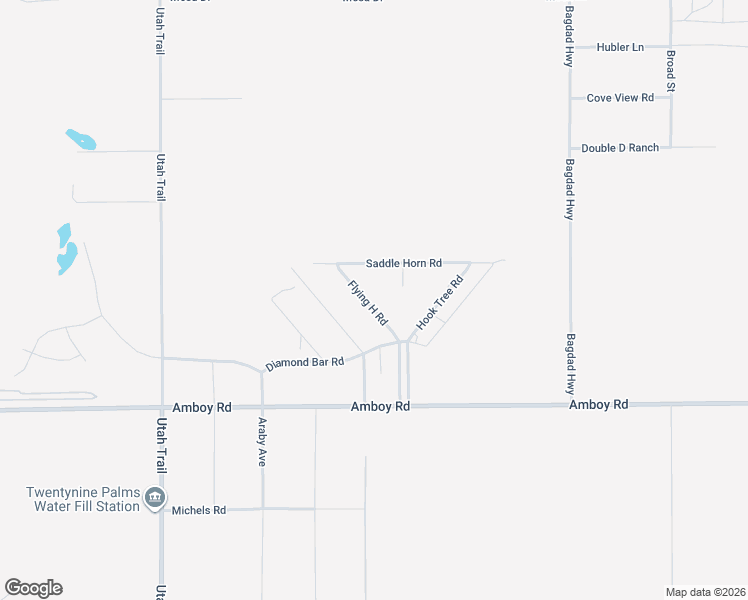 map of restaurants, bars, coffee shops, grocery stores, and more near 4719 Flying H Road in Twentynine Palms