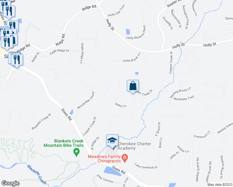map of restaurants, bars, coffee shops, grocery stores, and more near 439 Redfield Drive in Canton