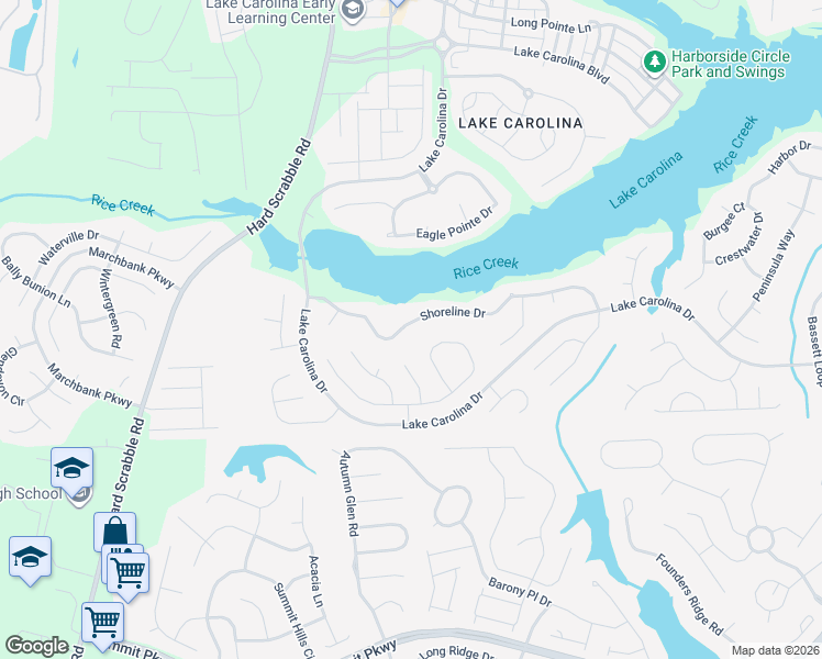 map of restaurants, bars, coffee shops, grocery stores, and more near 26 Shoreline Drive in Columbia