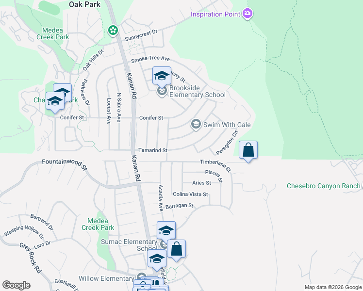map of restaurants, bars, coffee shops, grocery stores, and more near 6507 Tamarind Street in Oak Park